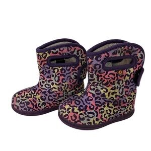 Baby BOGS 2 Purple Yellow Joyful Jungle Insulated Snow Boots Toddler Girl Size 6
